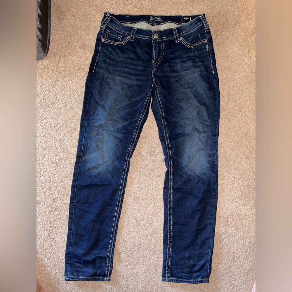 Silver Jeans Suki Mid Pencil Skinny in Dark Blue